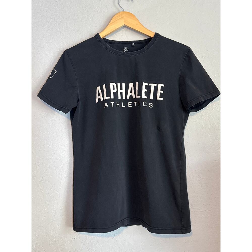 Alphalete Athetics Black Logo Tee Shirt Short Sleeve Medium Cotton Soft Stretch